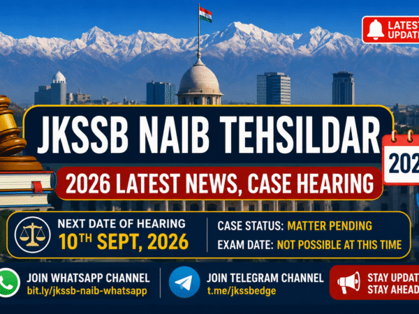 JKSSB Naib Tehsildar Latest News